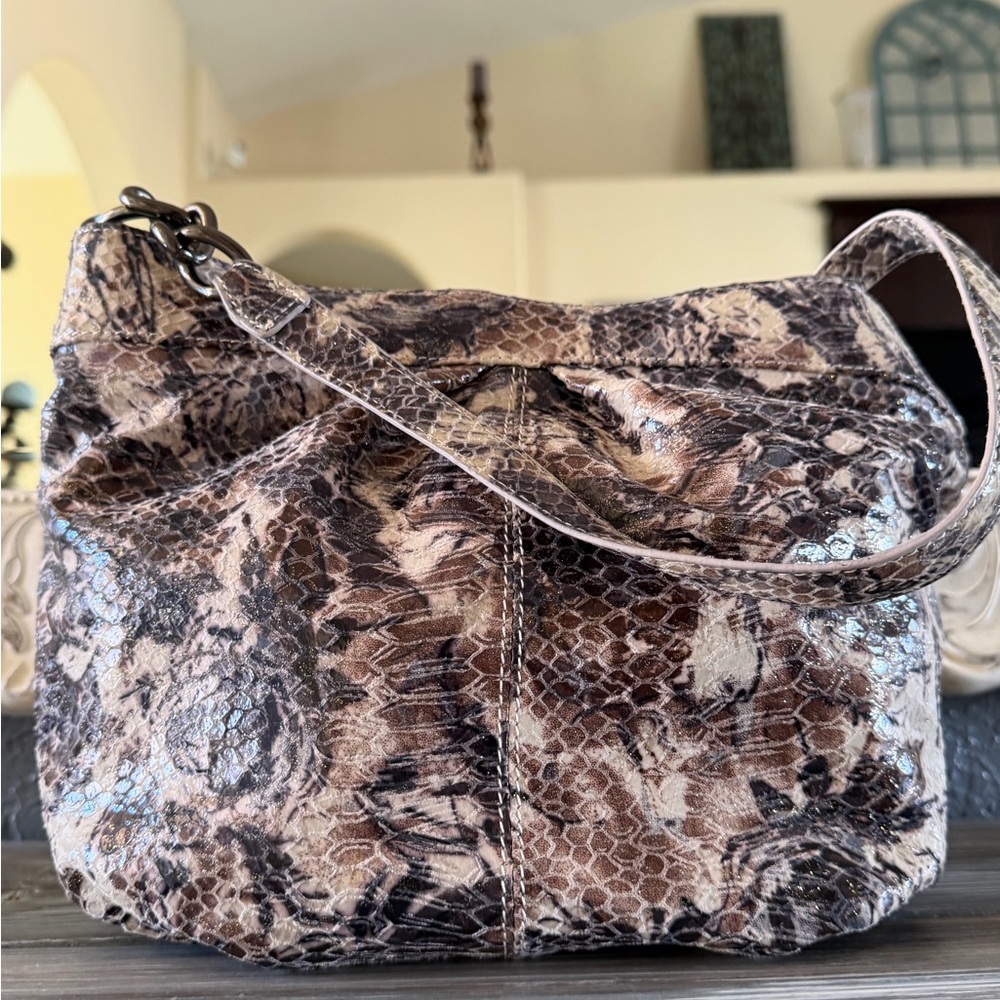 Hobo International Concepts Genuine Leather Snake Skin Pattern Shoulder Bag